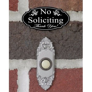 Elegant "No Soliciting Thank You" Doorbell Sign - 1.5" x 3" FREE SHIPPING   282257466874